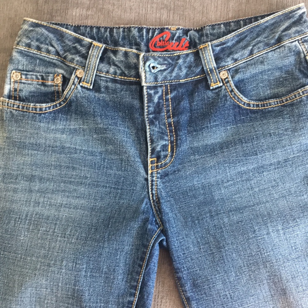 90s/early 00s Vintage Blue Cult boot cut frayed jeans